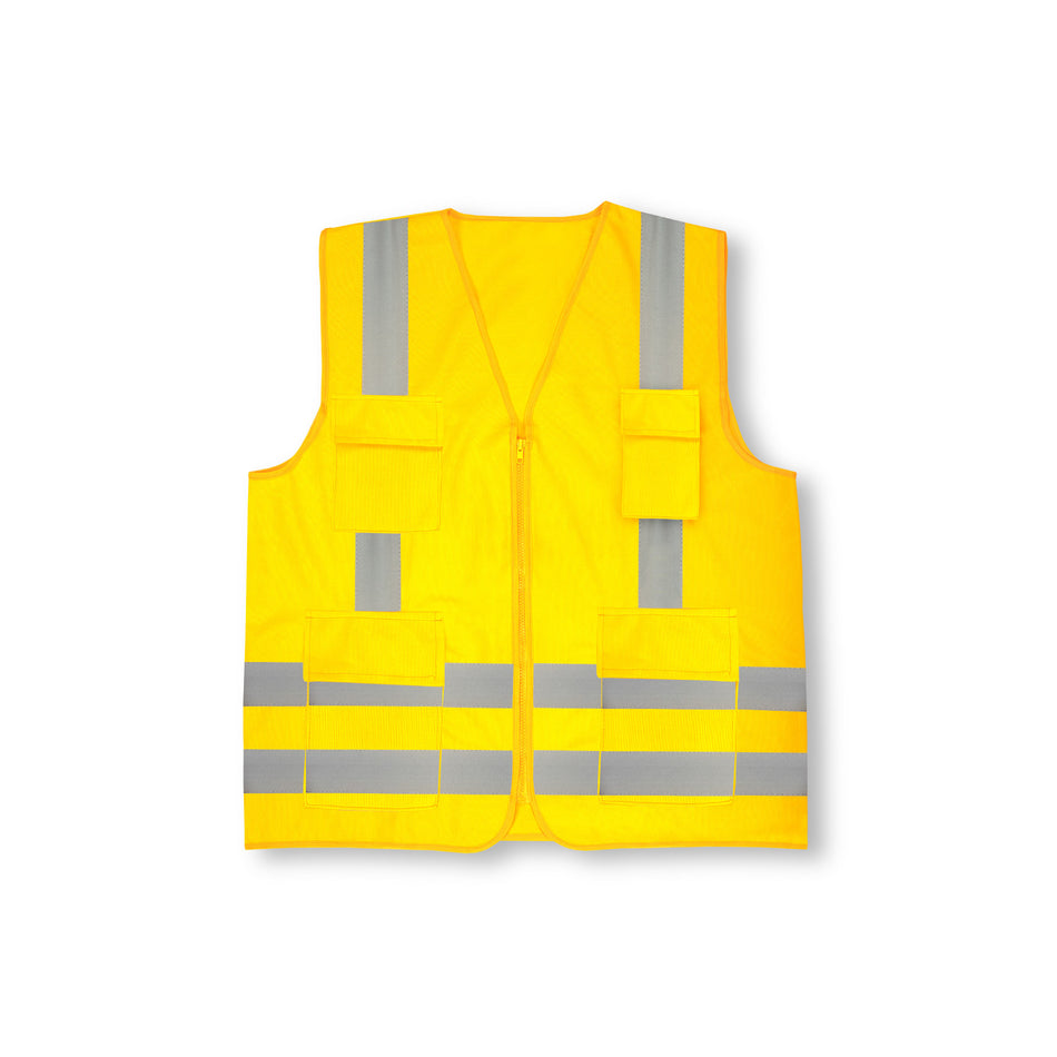 Industrial Safety Vest with Reflective Stripes, Neon Orange